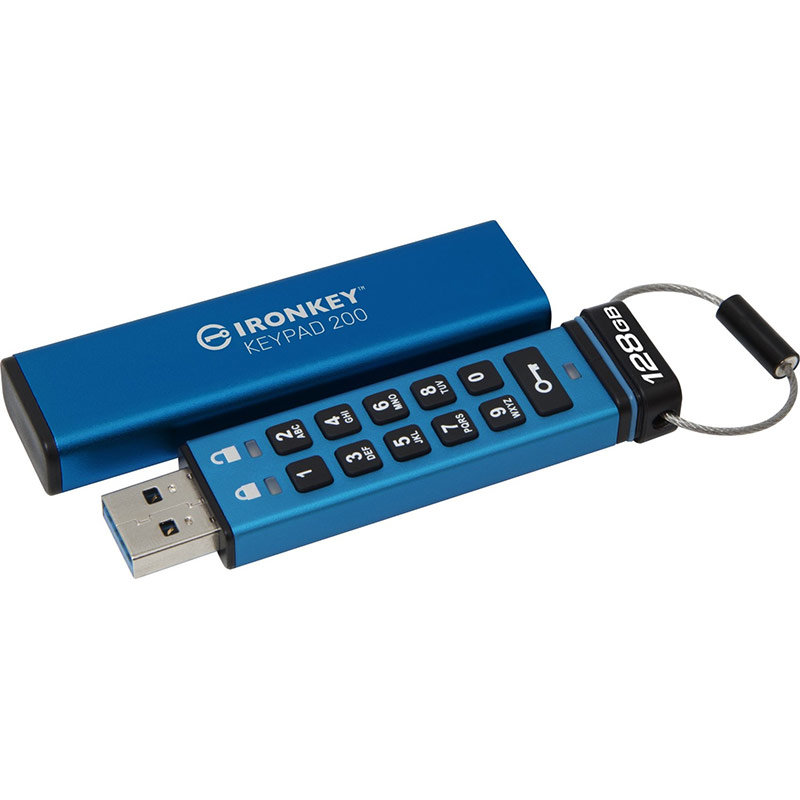 Memorie USB IronKey Keypad 200 128GB USB-A 3.0 Blue
