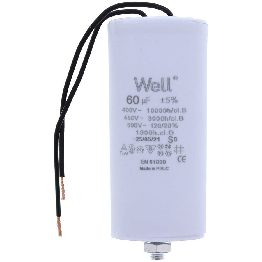 Condensator pornire motor 400V 60uF cu fir Well MOTCAP-60UF-WR-WL - imagine 2