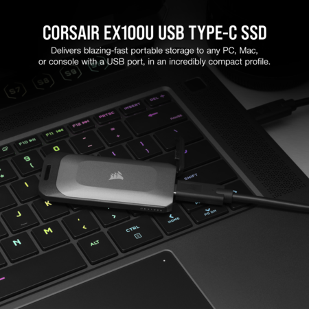 SSD Extern Corsair EX100U 2TB USB 3.2 Black