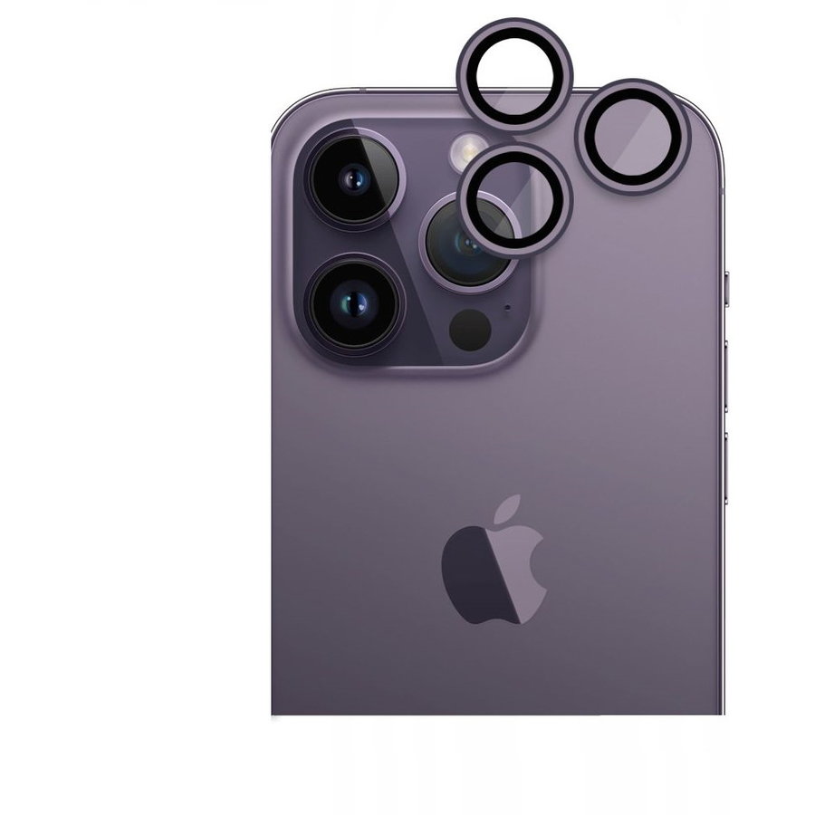 Folie protectie Set 3 protectii sticla camera foto HOFI CamRing compatibil cu iPhone 14 Pro / 14 Pro Max Purple
