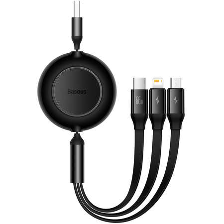 Cablu de date Baseus Bright Mirror 2, USB - Micro-USB/Lightning/USB Type-C, 66W, 1.1m, Negru