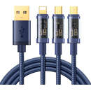 3 in 1 S-1T3015A5, USB - USB Type-C/Lightning/Micro-USB, 1.2m, 3.5A, Albastru
