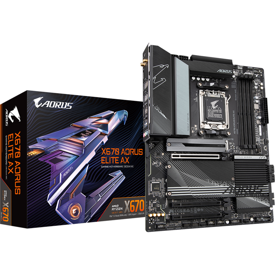 Placa de Baza X670 AORUS ELITE AX DDR5 PCIe 5.0 AMD Ryzen™ 7000 Serie CPU