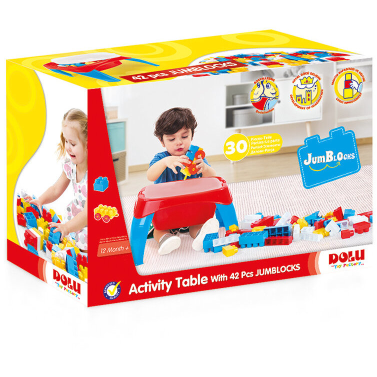 Set de Constructie Masuta de activitati cu 30 cuburi de construit