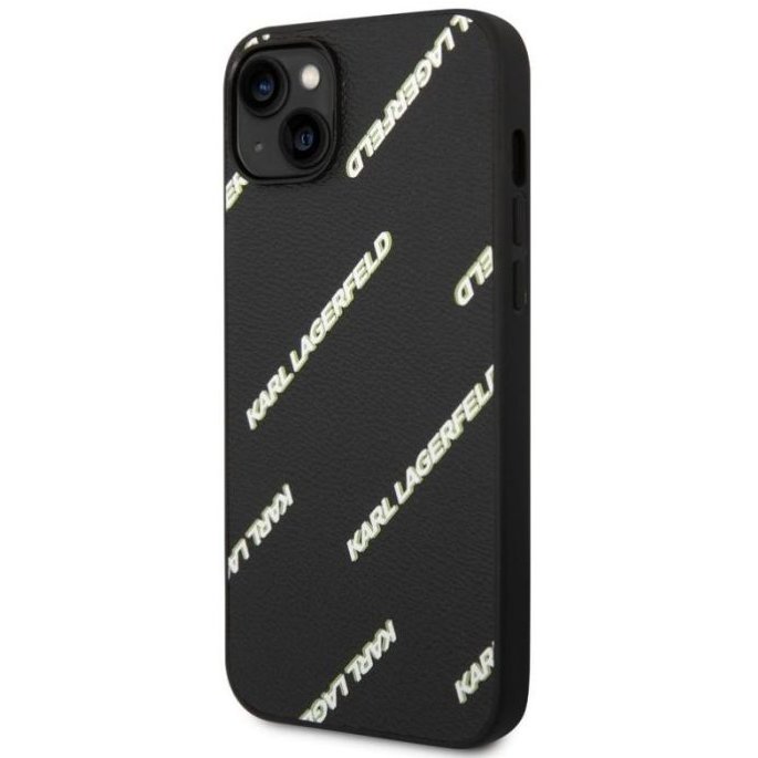 Husa Karl Lagerfeld Grained Leather Logomania pentru iPhone 14 Negru