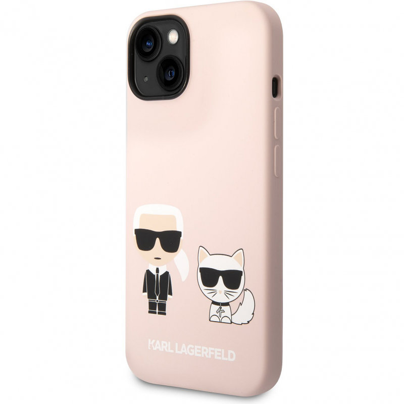 Husa TPU Karl Lagerfeld Liquid Silicone Karl and Choupette Roz MagSafe pentru Apple iPhone 14 Plus