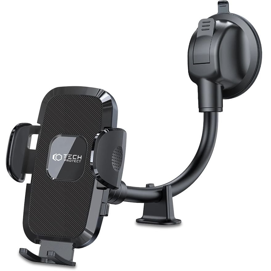 Suport auto universal Tech-Protect V3 Long Arm, Dashboard / Windshield Mount, Rotire 360 grade, Negru - imagine 2