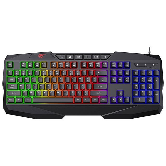 Tastatura KB878L cu fir de 1.5m, 104 taste, conexiune USB, iluminat RGB, Negru