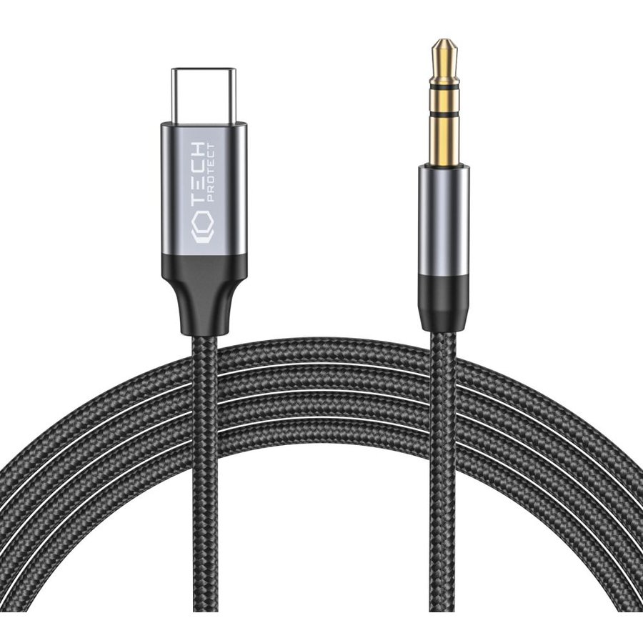 Cablu de date UltraBoost, tata USB-C la tata jack 3.5 mm, 1m, Negru
