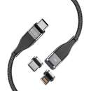 UltraBoost 2 in 1 Magnetic, USB-C - Lightning/USB-C, PD 60W, 3A, 1m, Negru