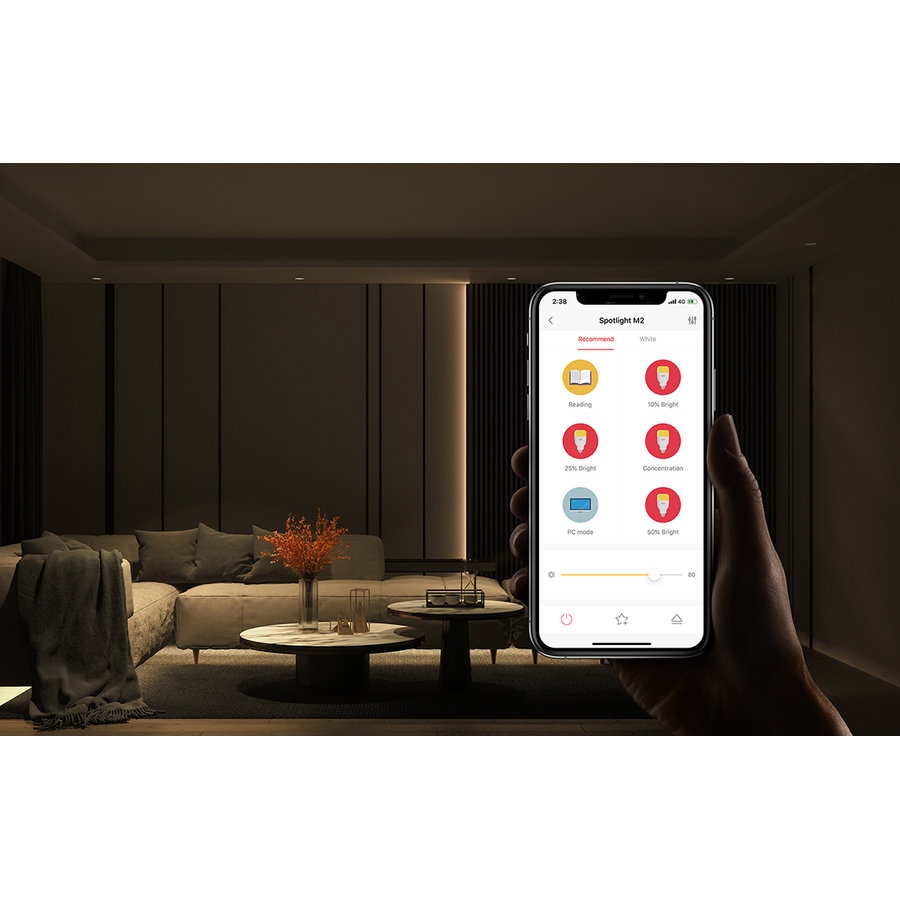 Yeelight Mesh Spotlight M2, Dimabil, 350 lm, 2700-6500K, 5W, Control vocal, WiFi, Alb — imaginea 4