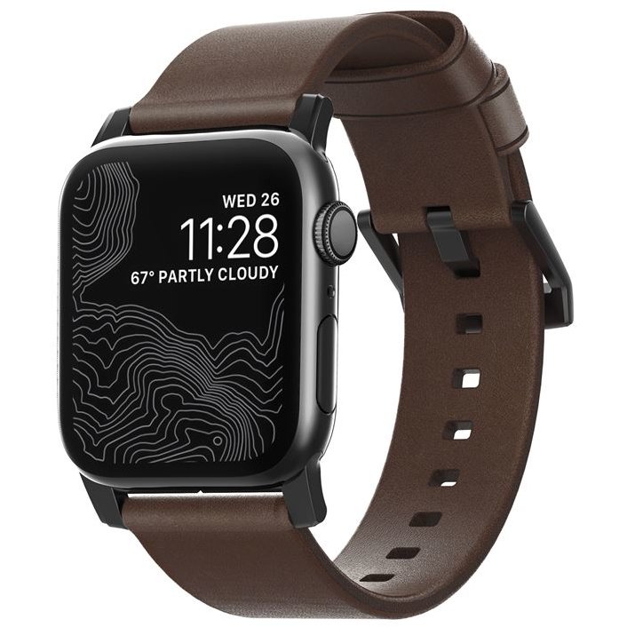 Accesoriu smartwatch Leather Strap compatibila cu Apple Watch 4/5/6/7/8/SE/Ultra 42/44/45/49mm Brown