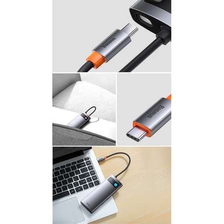 Cablu de date Baseus Metal Gleam, USB-C - 4x USB 3.2, Gri