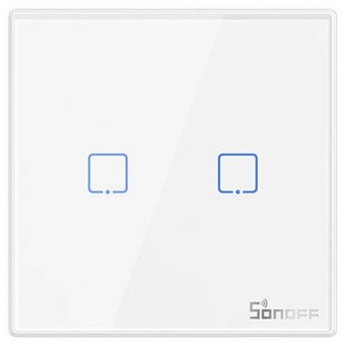 Întrerupător Sonoff T2EU2C-RF cu 2 canale, 433 MHz, Semnal RF, Alb