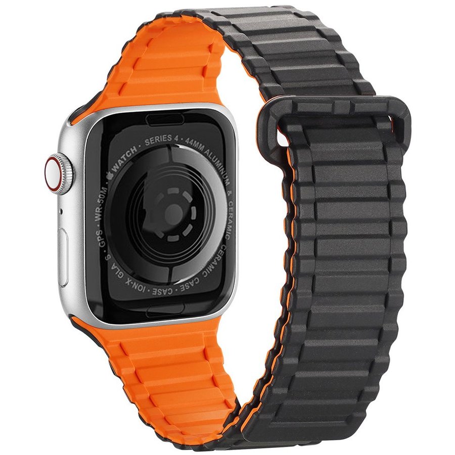 Accesoriu smartwatch Magnetic Silicone Armor compatibila cu Apple Watch 4/5/6/7/8/SE 38/40/41mm Negr