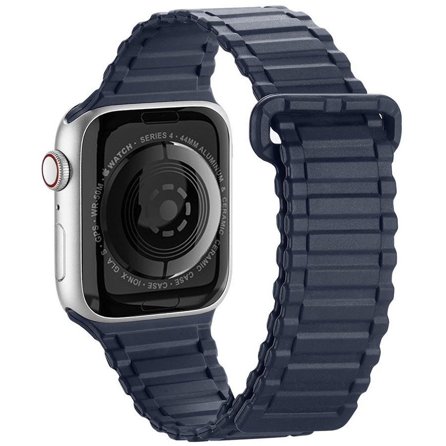 Accesoriu smartwatch Magnetic Silicone Armor compatibila cu Apple Watch 4/5/6/7/8/SE 38/40/41mm Bleu