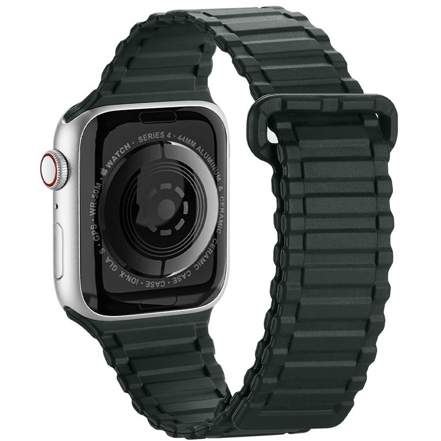 Accesoriu smartwatch Magnetic Silicone Armor compatibila cu Apple Watch 4/5/6/7/8/SE 38/40/41mm Verd