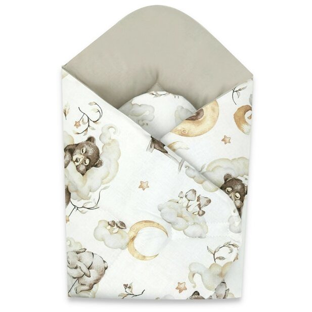 Păturică de Infasat Qmini Bear and Friends Beige
