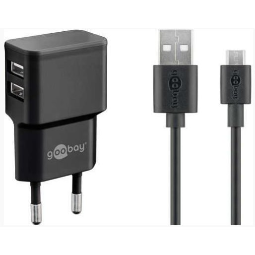 Incarcator Retea WM224BK 2x USB-A 2.4A Cablu MicroUSB Negru