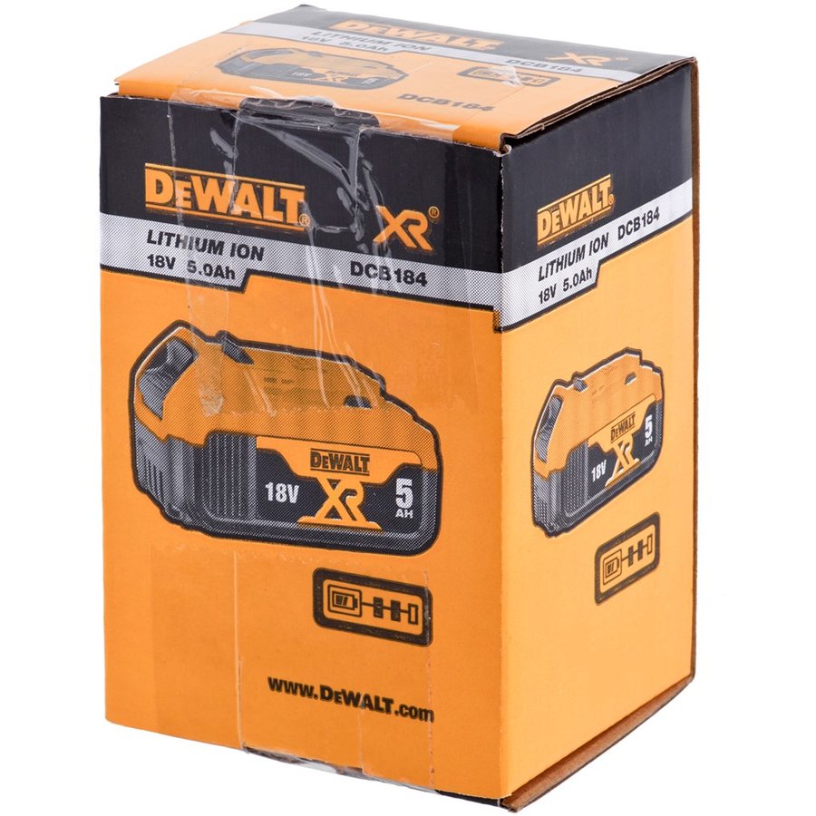Acumulator Glisant DeWALT DCB184-XJ 18V 5Ah Li-Ion Galben Negru — imaginea 6