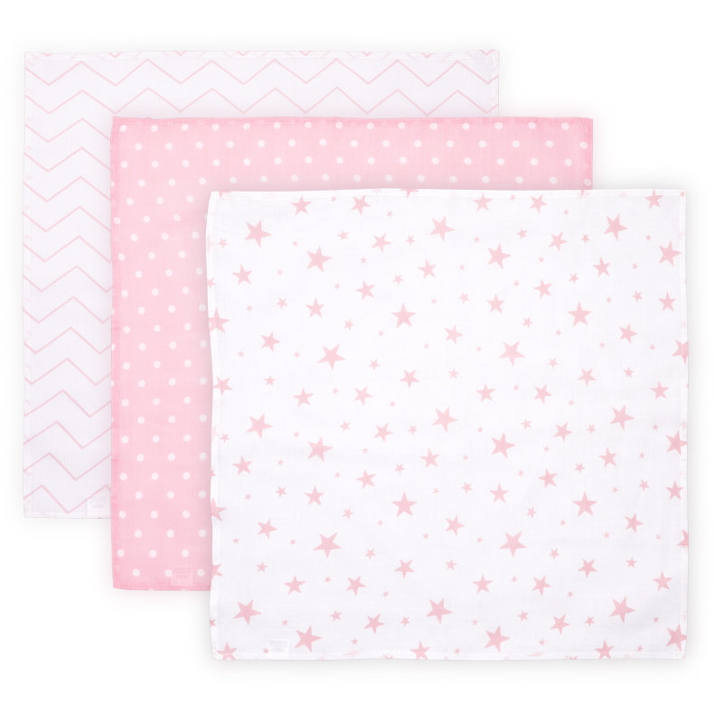 Scutece din Muselin Set 3 Bucati 80x80 cm Trio Pink Mix