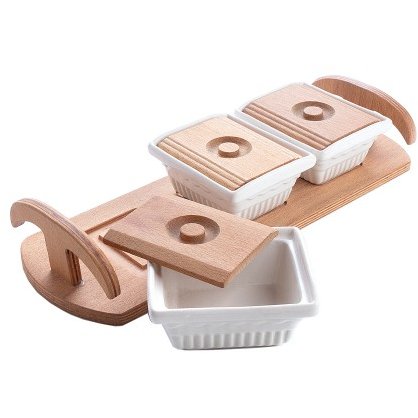 Set Servire Mic Dejun 3 Vase Ceramica Alb