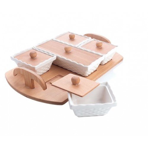 Set Servire Mic Dejun 5 Vase Ceramica Alb