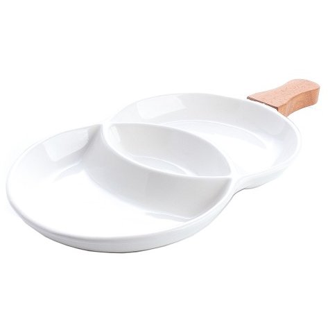 Platou Servire 3 Compartimente 30cm Ceramica Termorezistenta Pentru Cuptor Alb