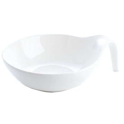 Bol Salata Rotund cu Maner 21cm Ceramica Alb