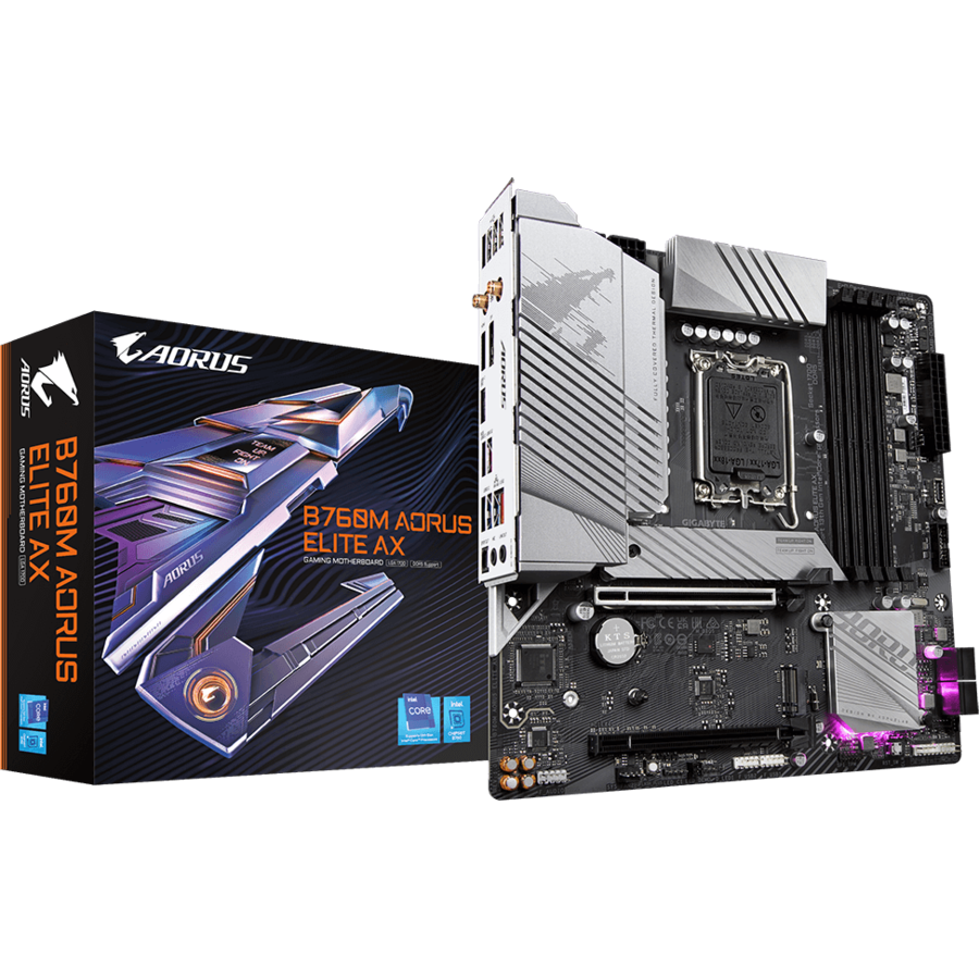 Placa de Baza Gaming B760M AORUS ELITE AX LGA1700 DDR5 Wi-Fi 6E AX211 microATX