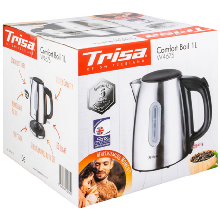Fierbator Trisa Comfort Boil W4675 2200W 1 Litru Argintiu / Negru