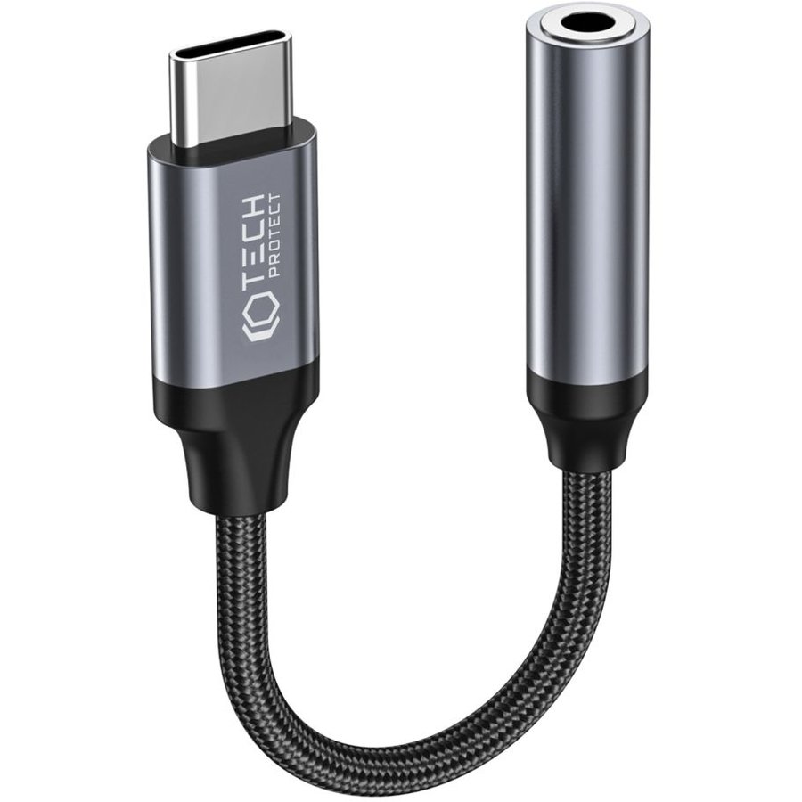 Cablu de date UltraBoost, tata USB-C la mama jack 3.5 mm, Negru