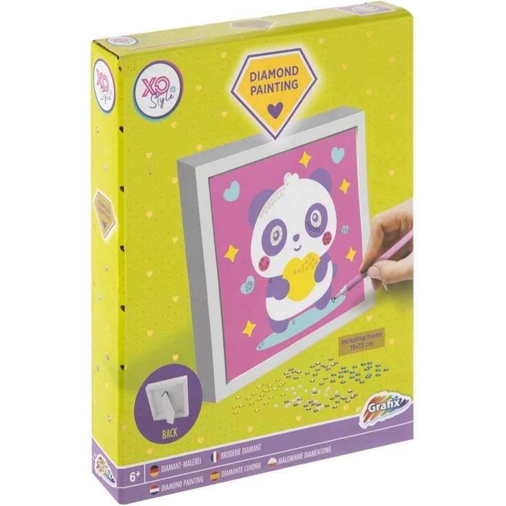 Set Creativ cu Diamante Rotunde cu Rama Inclusa Diamond Painting Panda 15x15cm