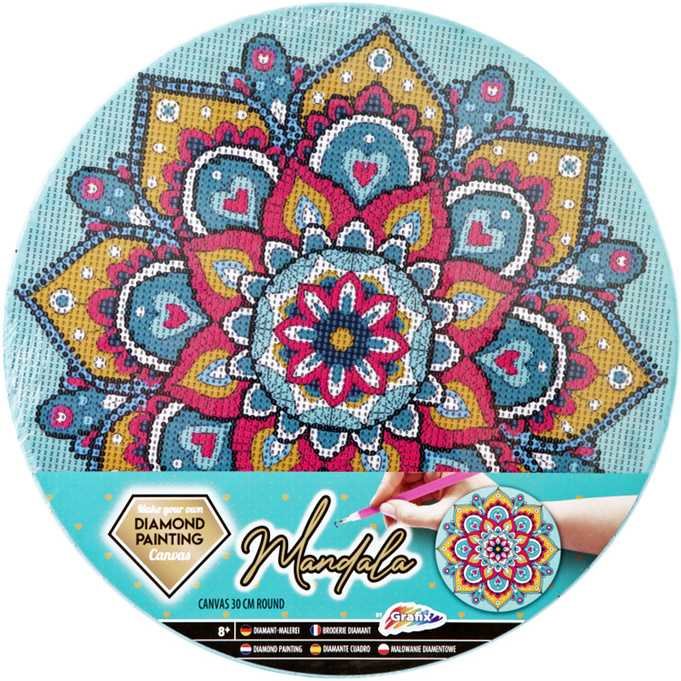 Set Creativ cu Diamante Rotunde pe Panza Mandala Diamond Painting Albastru 30x30cm