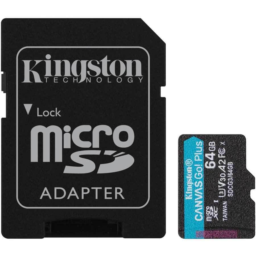 Card Canvas Go Plus microSDXC 64GB Clasa 10 U3 UHS-I 170 Mbs Adaptor Inclus