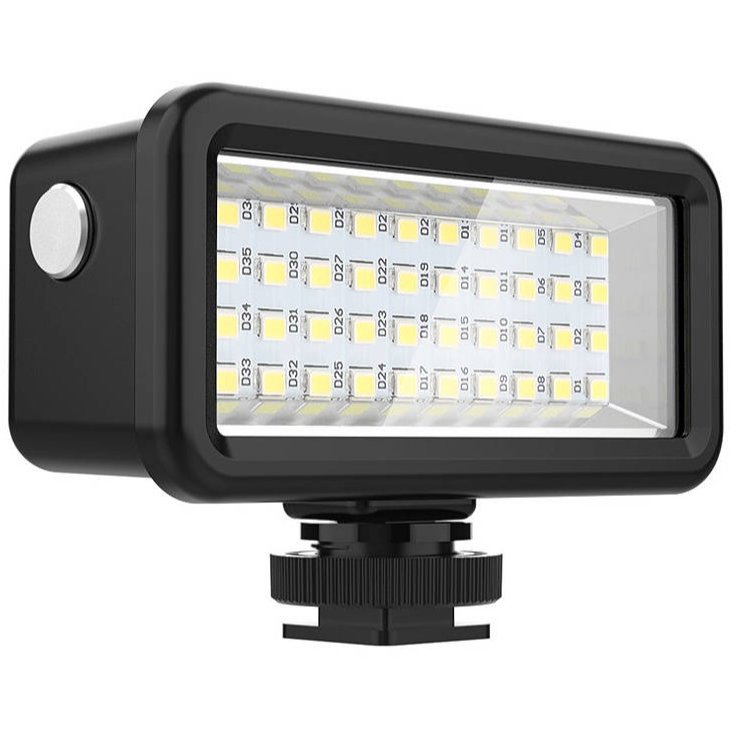 Accesoriu Camera Video Actiune pentru Camera Foto/Video, IPX8, 600-750 Lumeni, 40 Leduri, Cu 8 filtre, 6000-6500K, 2500 mAh, Negru