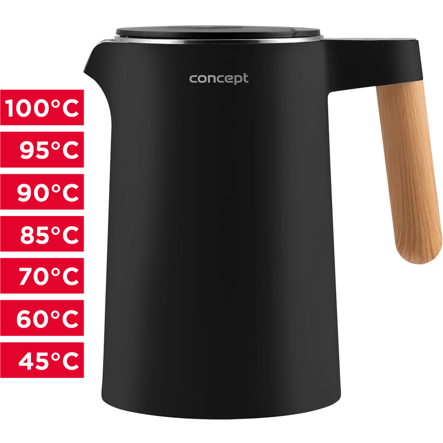 Fierbător Concept RK3301 Salt & Pepper 2200W 1.5 Litri Negru — imaginea 3