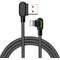 Cablu de date Mcdodo CA-4674, Unghi incarcare de 90 grade, Indicator LED, USB/Lightning, 2.4A, 0.5m, Negru