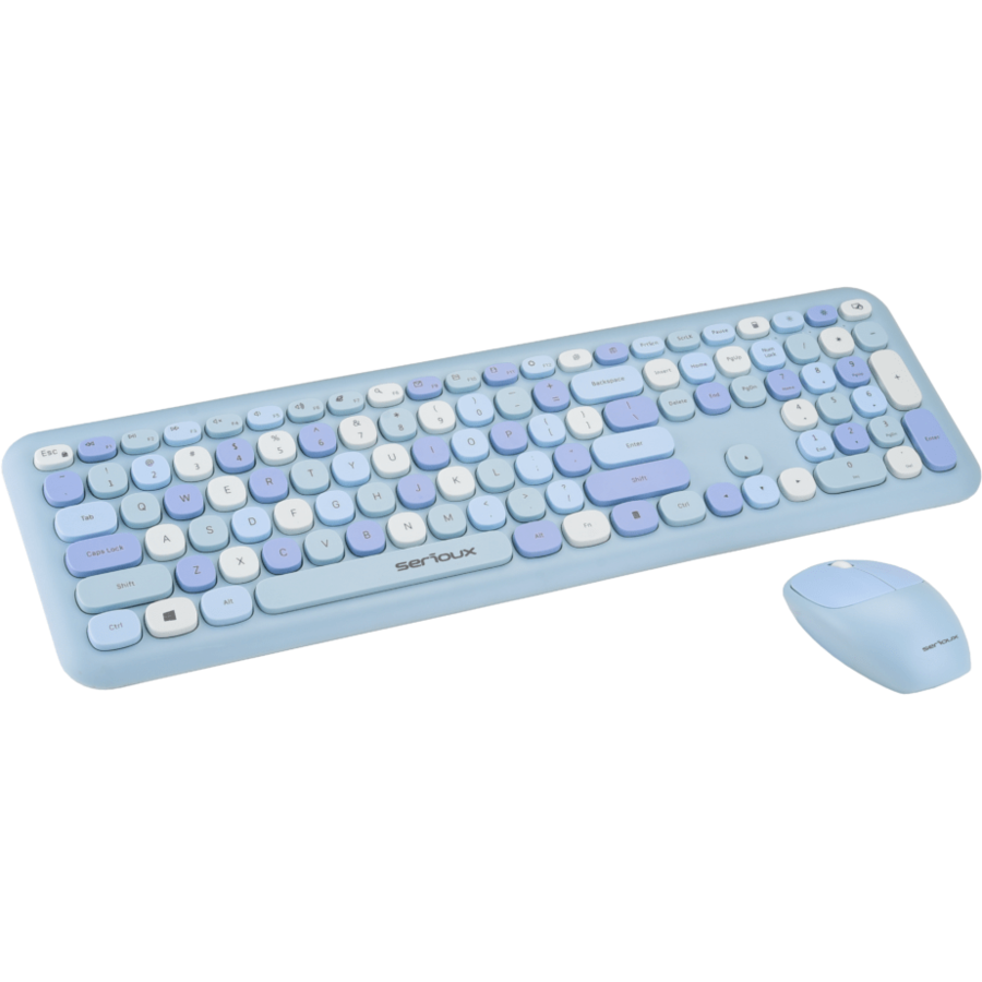 Kit tastatura si mouse 9920BL Wireless Colourful Albastru