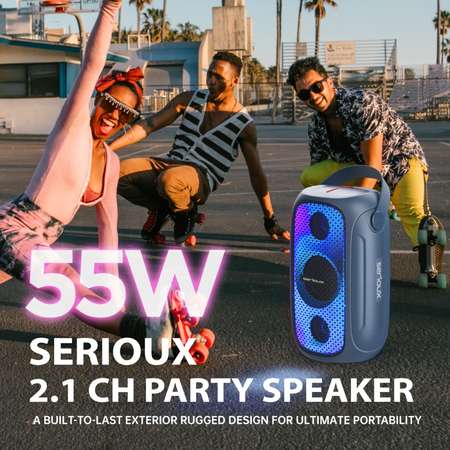Boxa portabila Serioux PartyBoom 55W Extra Bass Gri/RGB