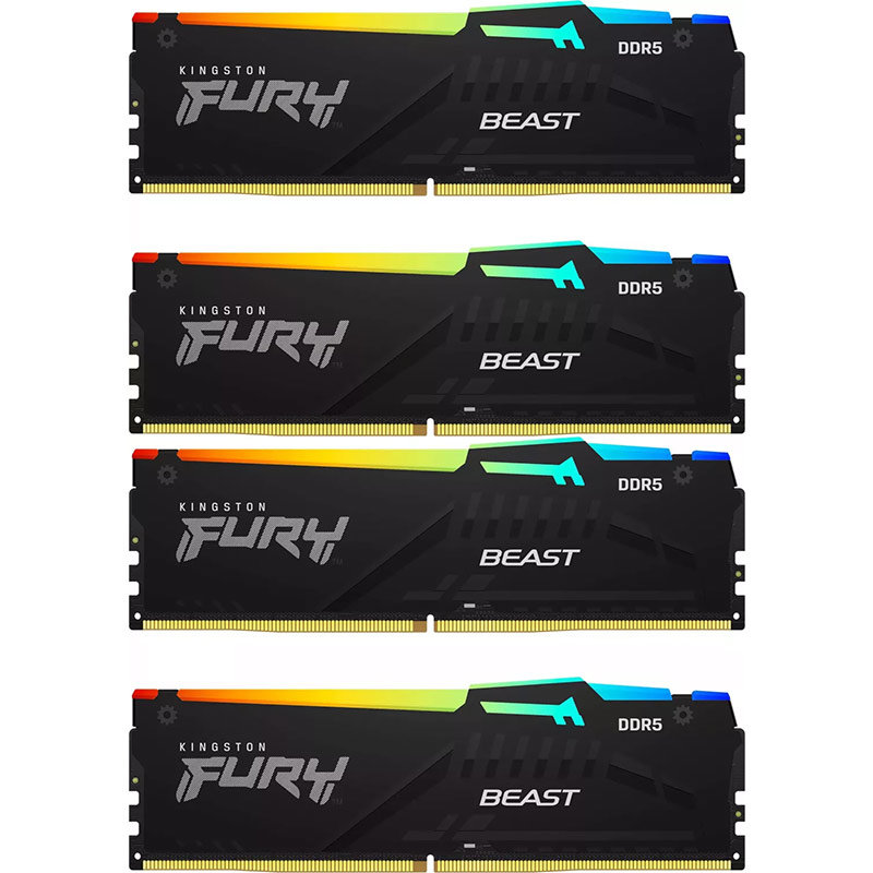Memorie FURY Beast RGB Black 128GB (4x32GB) DDR5 5600MHz CL40 Quad Channel Kit