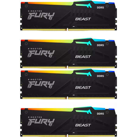 Memorie Kingston FURY Beast RGB Black 64GB (4x16GB) DDR5 5600MHz CL40 Quad Channel Kit