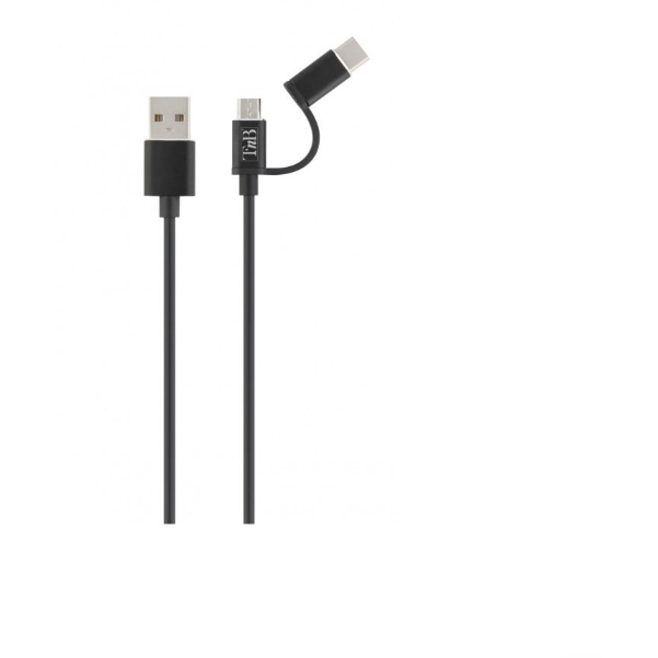 Cablu Incarcare-Sincronizare-Suport Metal Micro USB - USB C / USB 1m Negru