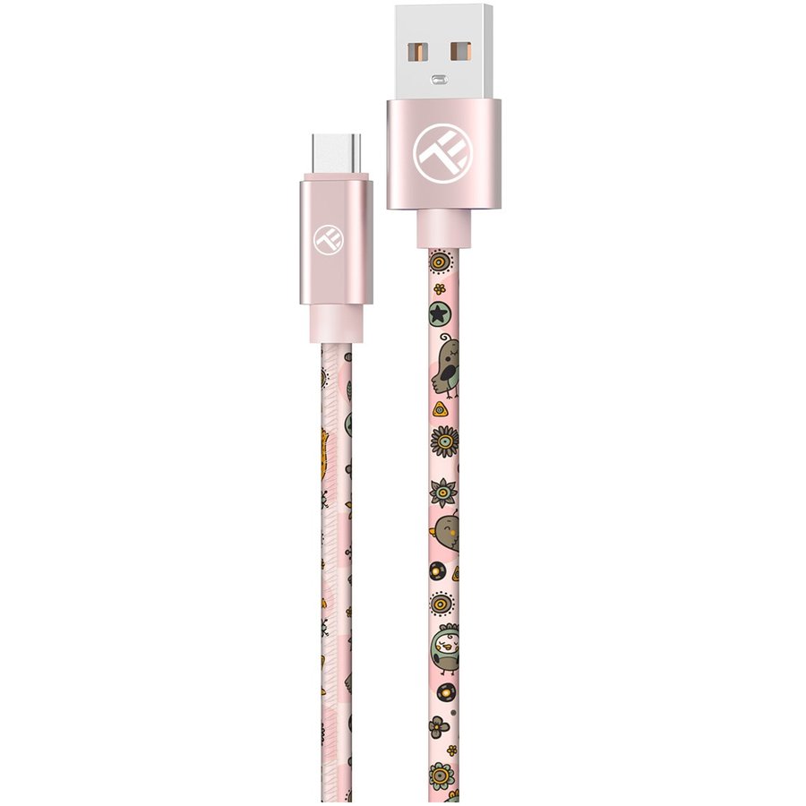 Cablu de date Graffiti USB - USB-C 1m Pink