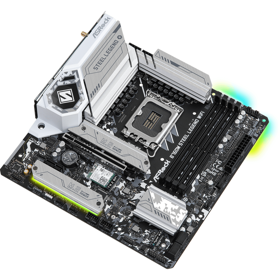 Placa de Baza Asrock B760M Steel Legend WiFi LGA 1700 DDR5 PCIe 5.0 Wi-Fi 6E micro ATX — imaginea 5