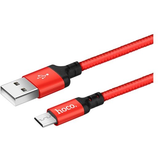 Cablu Micro Usb cu incarcare rapida  X14 Rosu cu Negru 2m