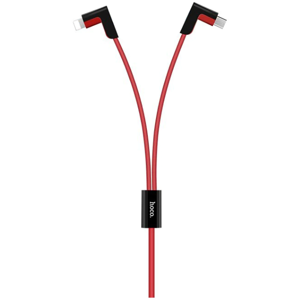 Cablu X12 2 in 1 MicroUsb+Lightning cu Magnet Rosu