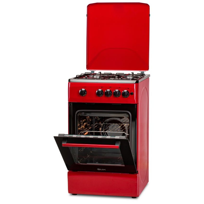 Aragaz 4 Arzatoare Aprindere Electrica Siguranta Capac Metalic Rosu