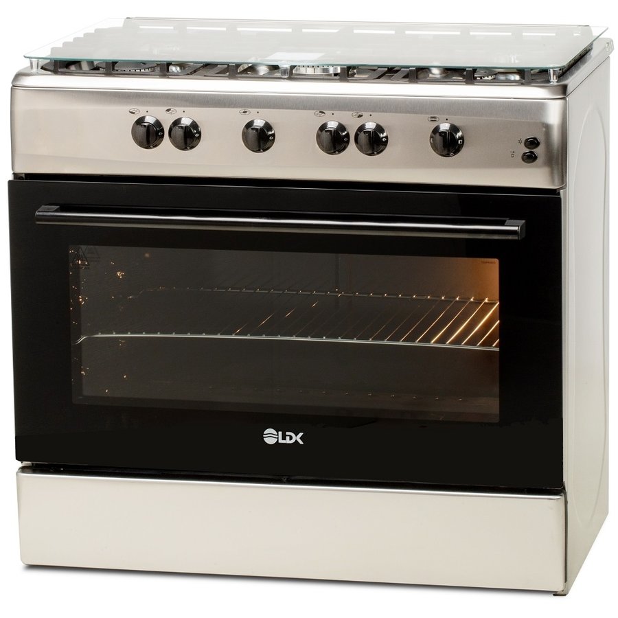 Aragaz 5 Arzatoare Aprindere Electrica Grill Rotisor 90cm Inox