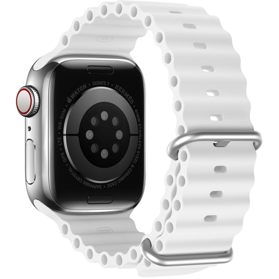 Accesoriu smartwatch Ocean Wave compatibila cu Apple Watch 4/5/6/7/8/SE 42/44/45mm White